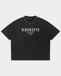 Black studded T-shirt from Kaleb A. Bearden's KBMIFH Studded Tee collection, featuring metal stud embellishments on the front.