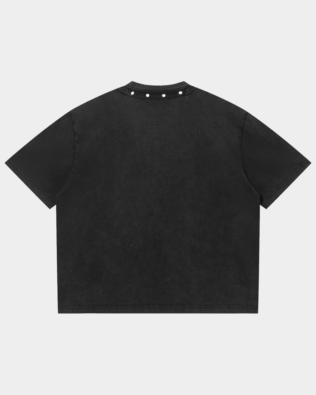 Black studded T-shirt by Kaleb A. Bearden featuring metal studs and a casual fit, displayed on a hanger.