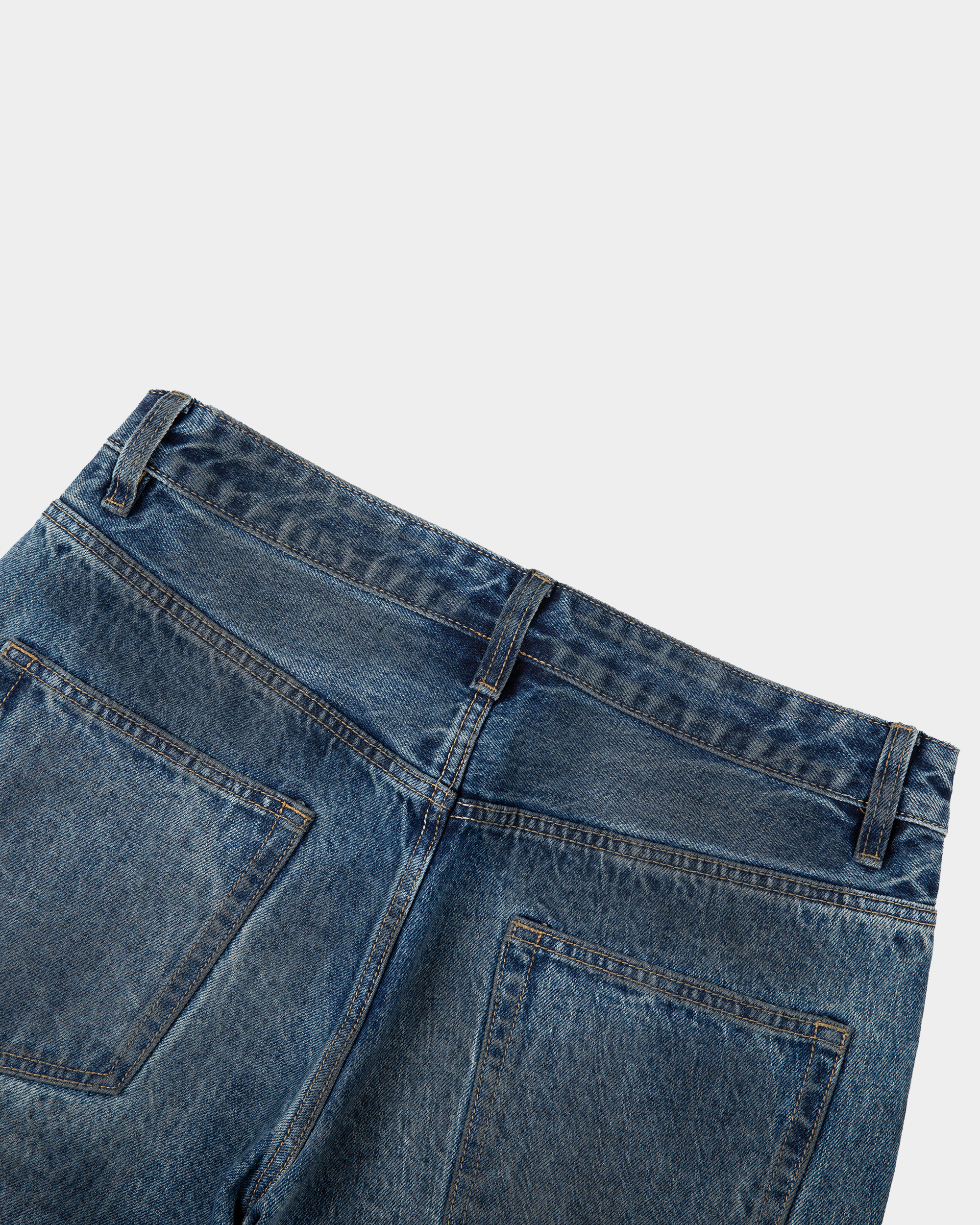 Kaleb A. Bearden Classic Heritage Denim Pants showing fit and detailing in a natural fabric finish on a model.
