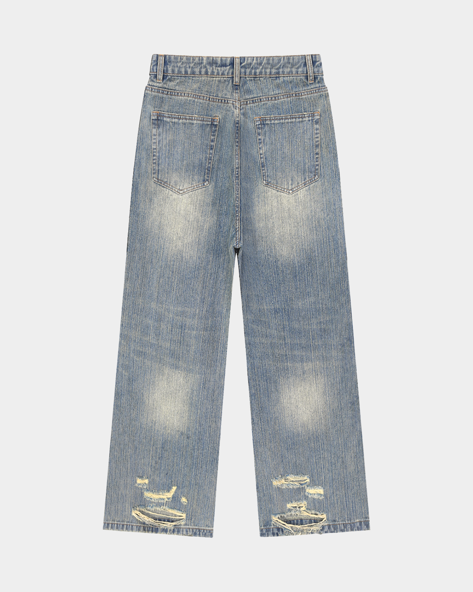 Kaleb A. Bearden monogram brushed denim pants featuring a stylish monogram pattern and relaxed fit.