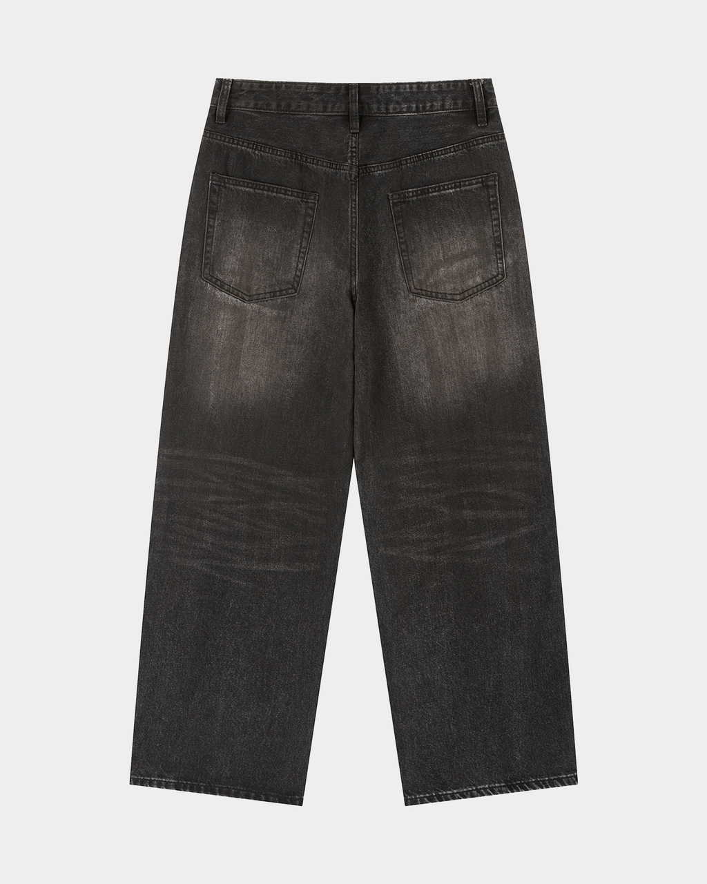 Kaleb A. Bearden Home Blues washed denim pants, slim fit style with distressed details, shown hanging on a clothing rack.