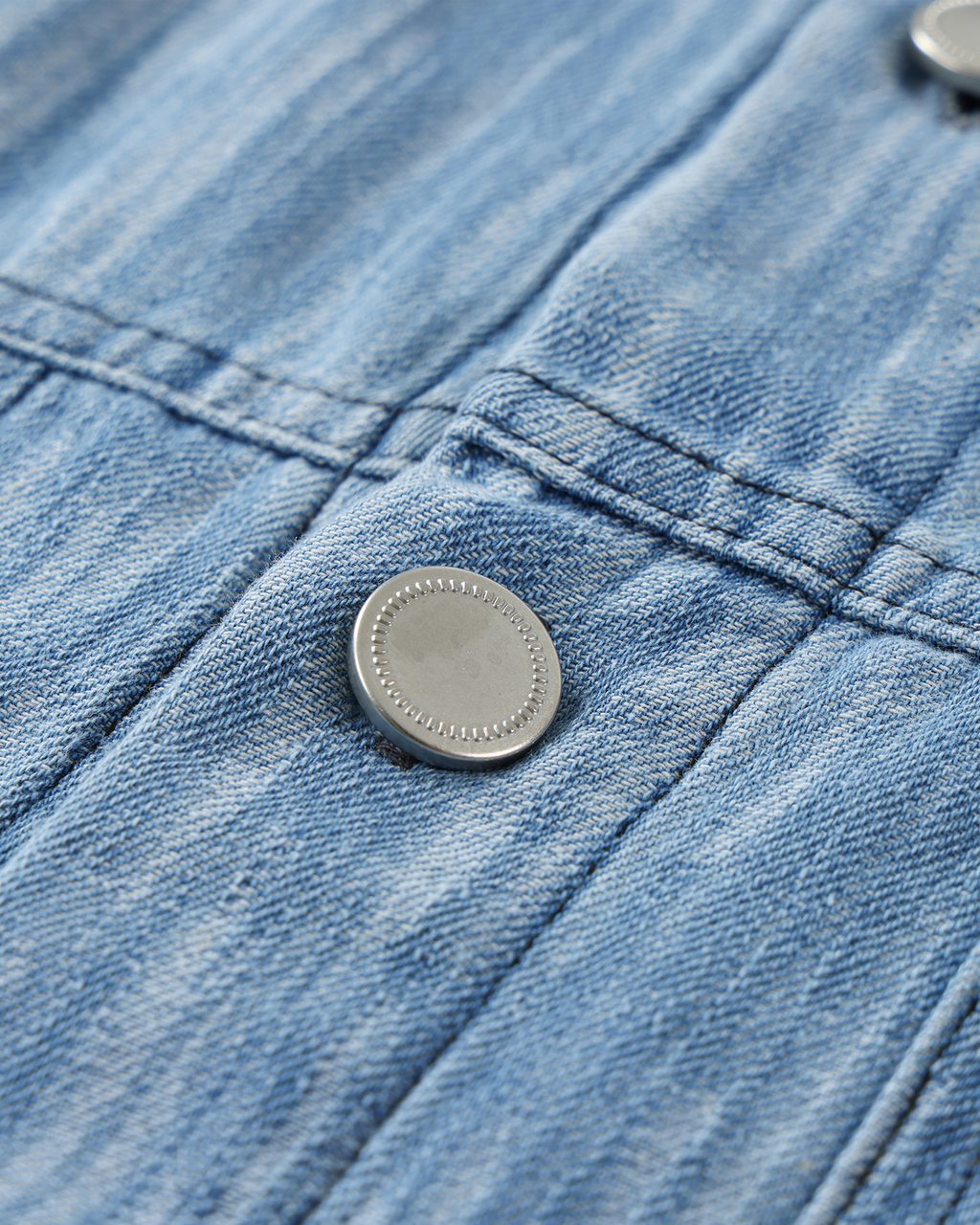 Kaleb A. Bearden washed denim panel shirt featuring mixed denim panels and button-up front, casual and stylish for everyday wear.
