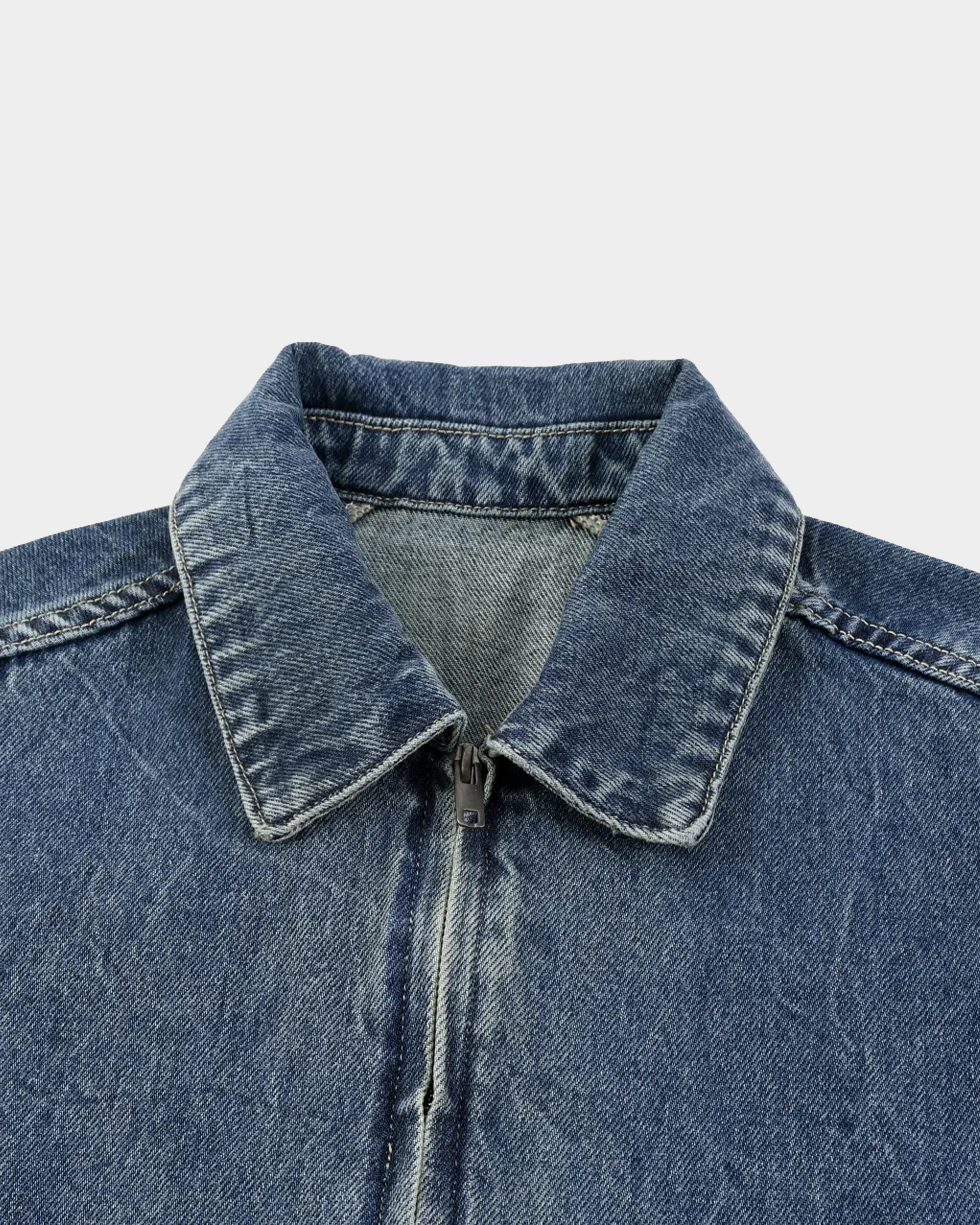 Washed denim jacket by Kaleb A. Bearden, featuring classic blue denim with a casual, distressed finish and button-front design.