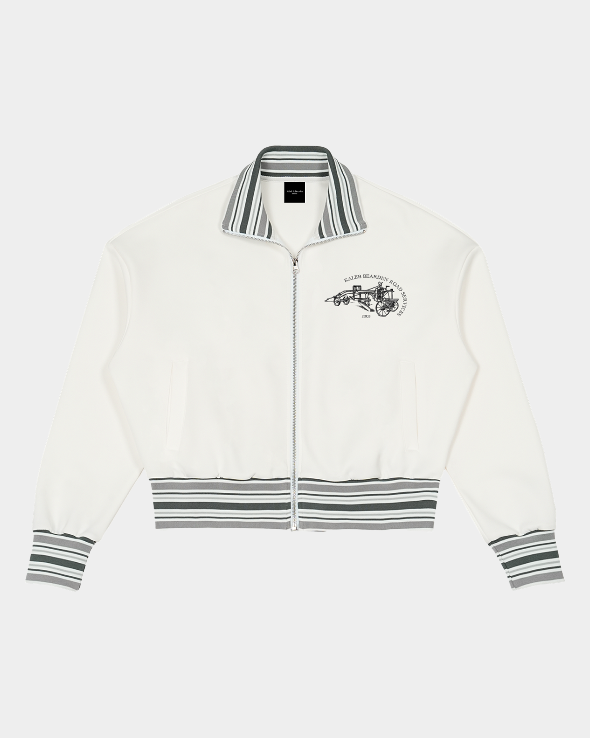 Kaleb A. Bearden Signature Track Jacket shown from an angled view, featuring a sleek design and lightweight fabric.