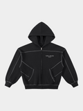 Kaleb A. Bearden Blakely Contrast Hoodie showing front view with black and white color block design and adjustable drawstring hood.