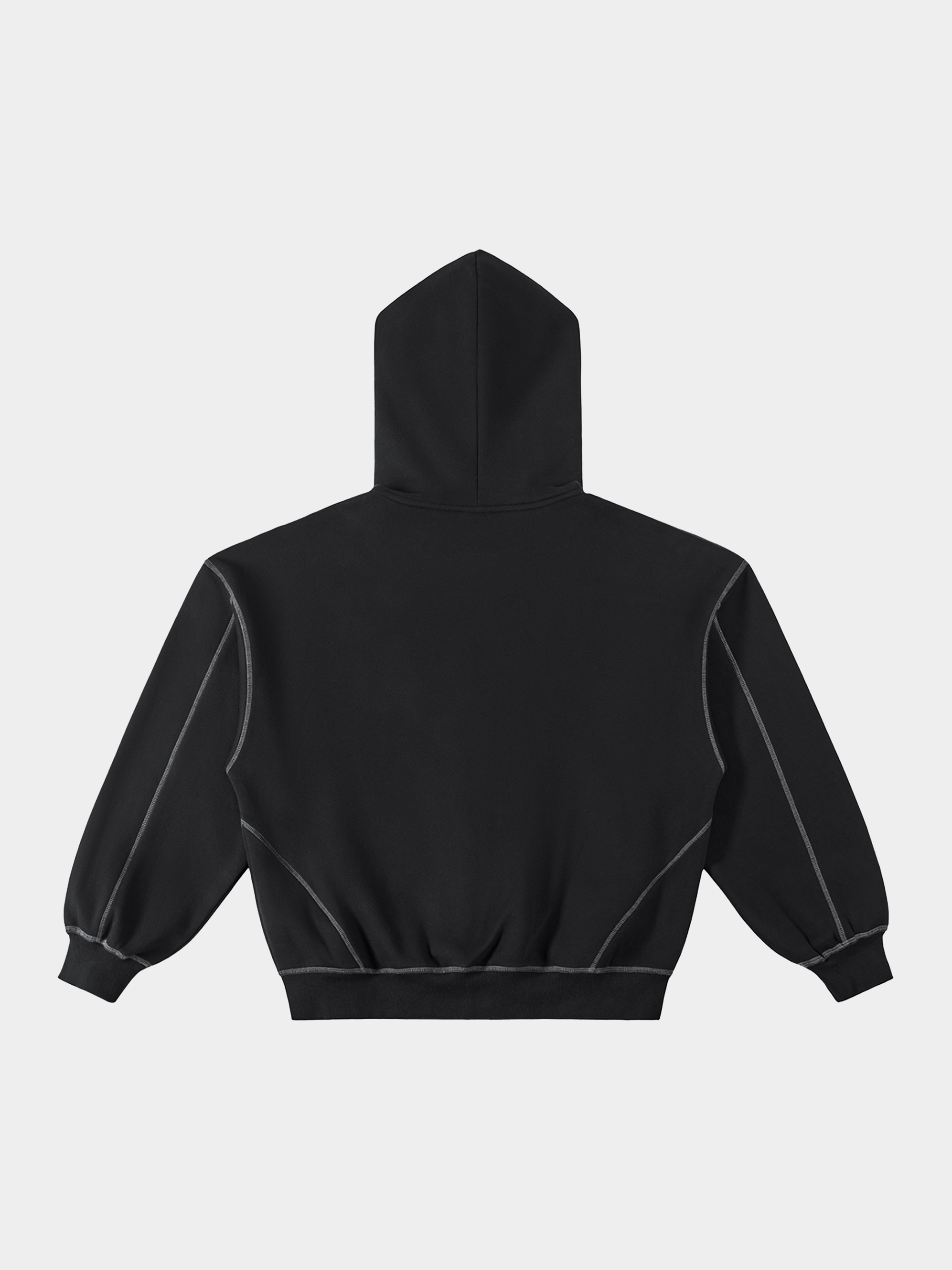 Kaleb A. Bearden Blakely Contrast Hoodie showing front view with black and white color blocks on soft fabric.
